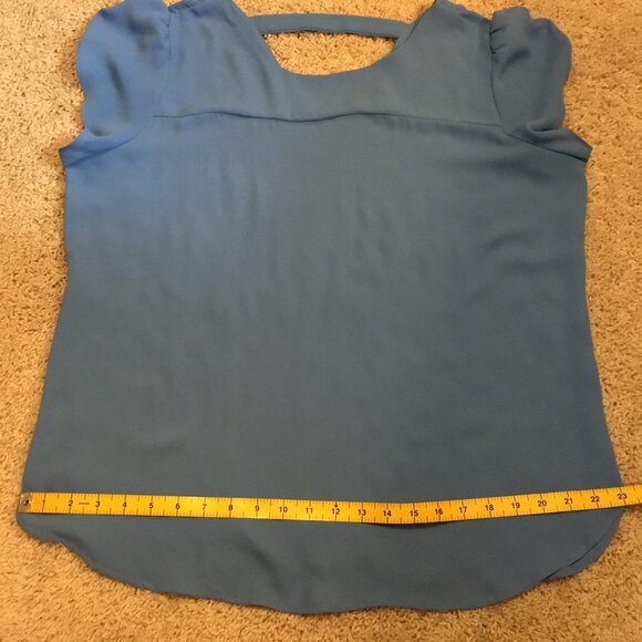 LOFT Perwinkle Blue Cut Out Flutter Sleeve Top - Picture 13 of 14